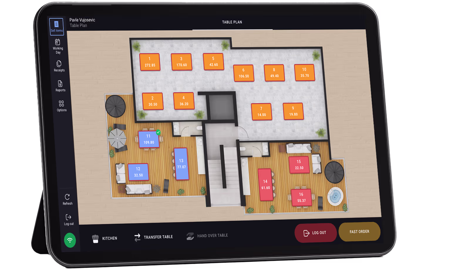 Table and order management interface
