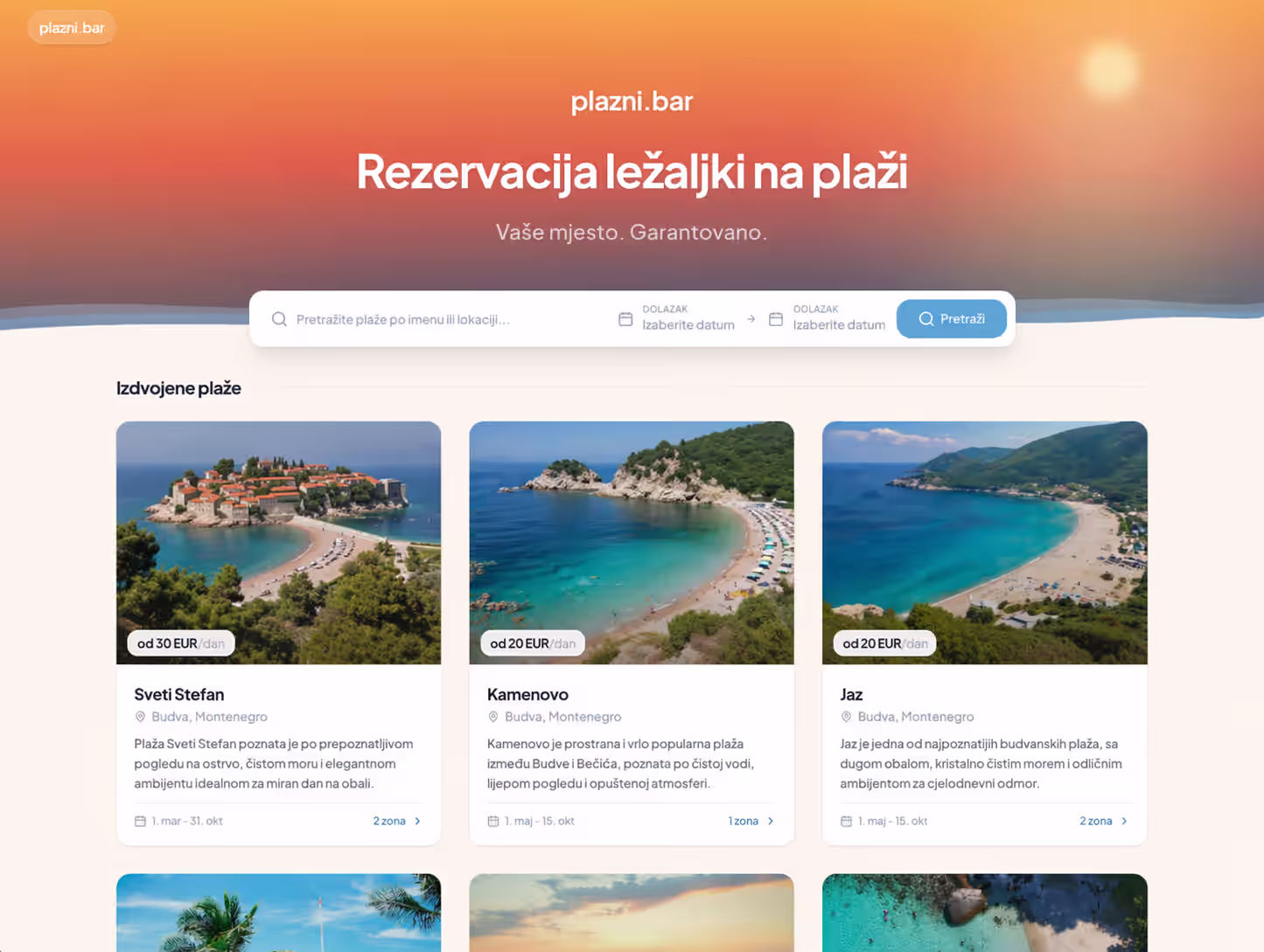 plazni.bar online booking portal screenshot