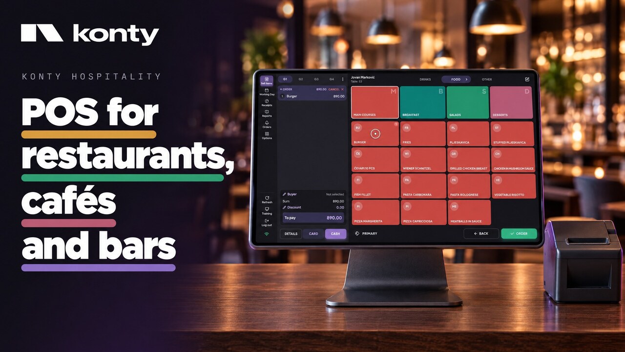 Konty POS for restaurants, cafés and bars - the real app in action
